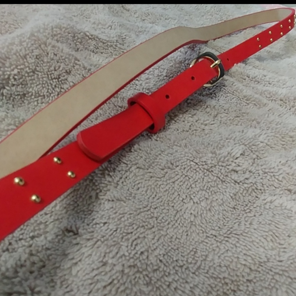 Thin Red Studded Belt